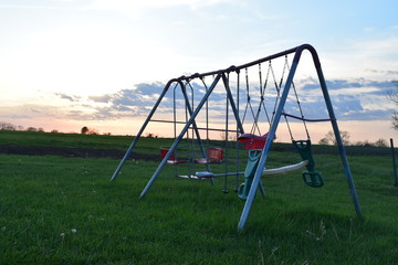 Wall Mural - sunset swing set