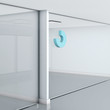 Abstract logo mockup on glass office wall.