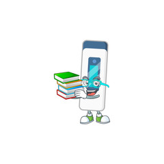 Sticker - A mascot design of digital thermometer student character with book