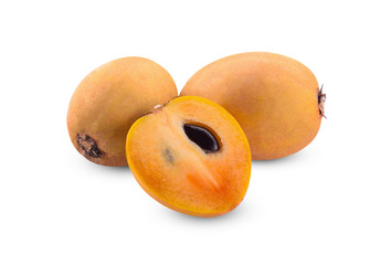 Poster - fresh sapodilla fruits on white background