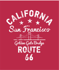 Wall Mural - California route 66 retro style print and embroidery graphic design vector art