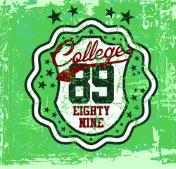 Wall Mural - American college style print and embroidery graphic design vector art