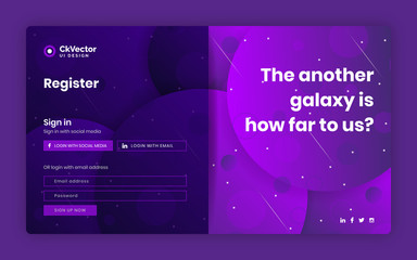 Wall Mural - Abstract purple background web template sign up form or landing page design