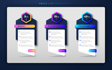 Wall Mural - Modern creative price list comparison design template or infographic design elements