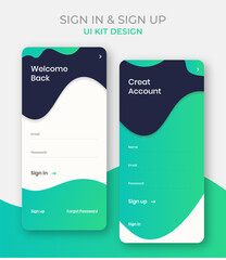Wall Mural - Sign in and sign up ui kit design or welcome back app screen template