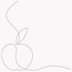 Wall Mural - Apple one line drawing isolated on the white background. Vector illustration