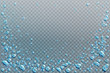 © klyaksun - Air bubbles, effervescent water fizz border. Dynamic aqua motion, randomly moving underwater fizzing, soda drink frame design on transparent background, Realistic blue 3d vector illustration