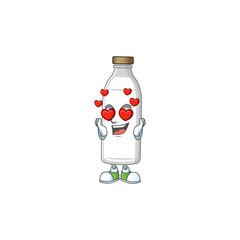 Poster - Charming milk bottle cartoon character with a falling in love face