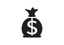 Money Bag Vector Icon In Flat Style On White Background