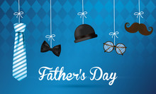 Happy Fathers Day Card With Gentleman Accessories Hanging