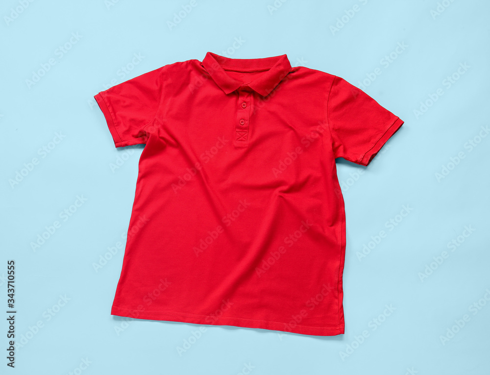 Stylish t-shirt on color background