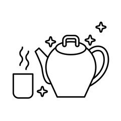 Poster - kitchen teapot utensil line style icon