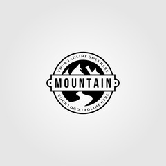 Wall Mural - vintage mountain view logo designs with river symbol vector