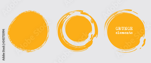Fotomural Set of grunge vector round and circle. Grunge background.