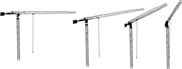 Canvas Print - industrial high hoisting crane four views on white