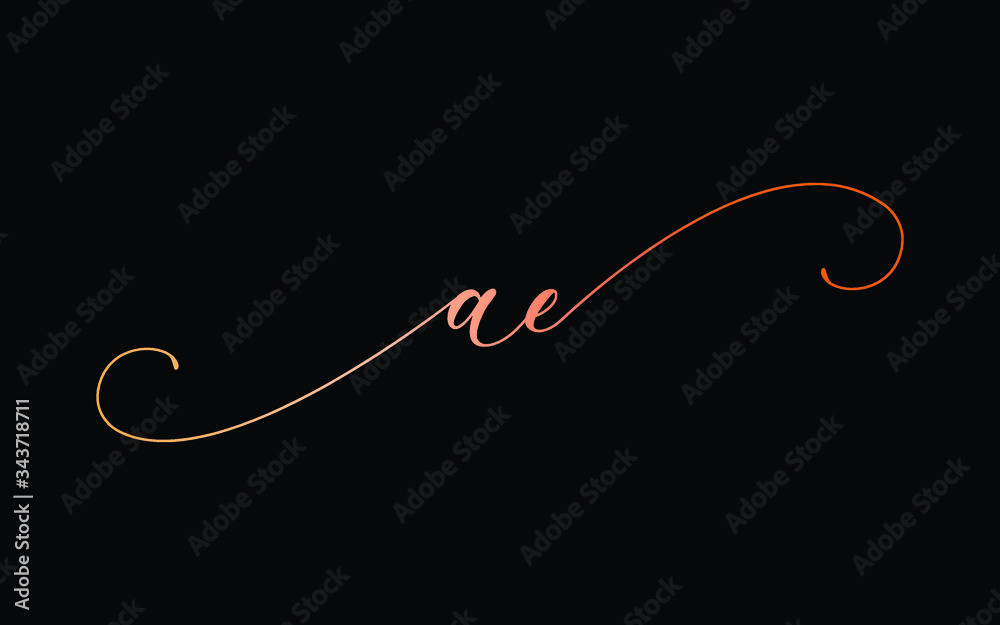 ae or a, e Lowercase Cursive Letter Initial Logo Design, Vector ...