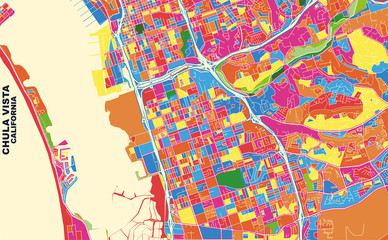 Canvas Print - Chula Vista, California, U.S.A., colorful vector map