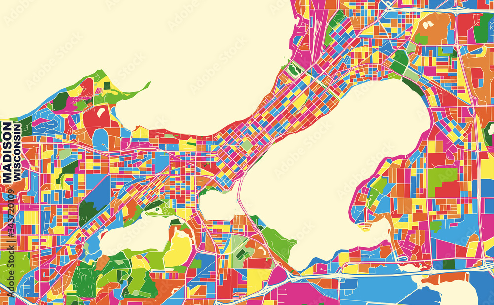 Madison, Wisconsin, U.S.A., colorful vector map Stock Vector | Adobe Stock