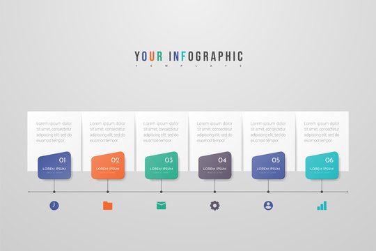 Infographic design with icons and 6 options or steps. Infographics business concept. Can be used for info graphics, flow charts, presentations, web sites, banners, printed materials.