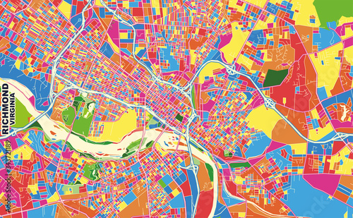 Fotomural Richmond, Virginia, U.S.A., colorful vector map