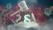 judge gavel and paragraph and question and exclamation mark and Coronavirus 3d-illustration