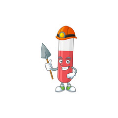 Sticker - cartoon character design of red test tube work as a miner