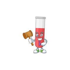 Poster - Charismatic Judge red test tube cartoon character design with glasses