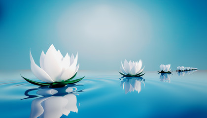 3d lots flower on calm ripple water