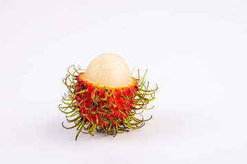 Rambutan fruit isolated on white background. Close-up
