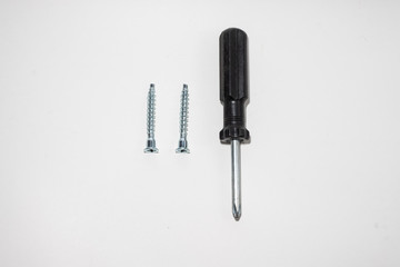 Old figure screwdrivers on white background