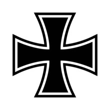 Vector Flat Style Black Illustration Of Iconic German Iron Cross Isolated On White Background