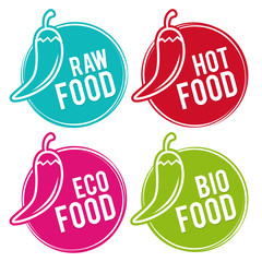 Wall Mural - Set of round eco food badges.