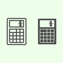 Poster - Calculator line and solid icon. Office calculating machine outline style pictogram on white background. Business electronic device for accounting for mobile concept and web design. Vector graphics.