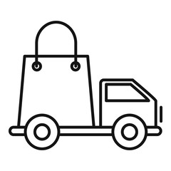 Poster - Paper bag delivery icon. Outline paper bag delivery vector icon for web design isolated on white background