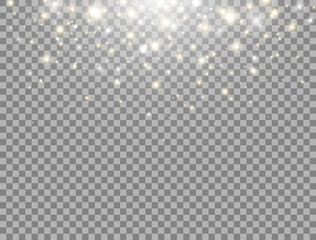 Wall Mural - glitter light. magic particles. gold and white glowing lights effect. star burst with sparkles. gold