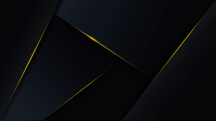 Poster - Abstract polygonal pattern gold and black background. Luxury voluminous texture geometric line . Futuristic light network, graphic gold mesh with bright reflections. Vector illustration