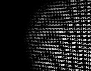 Black monitor screen background with white binary code. technology abstract concept. Cyberspace and hacker background.