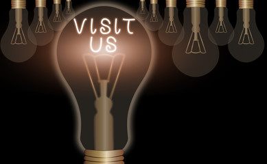 Poster - Writing note showing Visit Us. Business concept for Invitation Watch A web page Link to Homepage Blog Internet