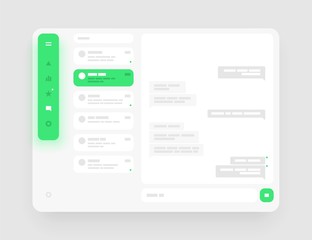 Fototapete - Concept for chat, social media, online messenger kit. Wireframes screens. Dashboard UI and UX Kit design. Use for mobile app or website.