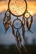 Close-up Of Dreamcatcher During Sunset