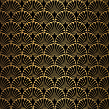Art Deco Pattern. Seamless Black And Gold Background
