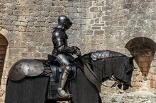 Metal Statue Of A Soldier Sitting On The Horse