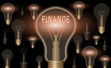 Poster - Conceptual hand writing showing Finance. Concept meaning Management of large government companies money amount Provide funds