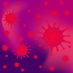 Fototapete - Coronavirus disease COVID-19 infection. Digital line abstract colored Background with Waves. Trendy Line art composition. Pathogen respiratory influenza covid virus cells