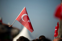 October 29 Republic Day Of Turkey. Crowded People In The Square Of Gundogdu And Turkish Flags In Crowded People