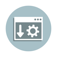 Poster - Landing page optimization badge icon. Simple glyph, flat vector of seo and development icons for ui and ux, website or mobile application