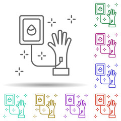 Poster - Donor hand blood drop multi color icon. Simple thin line, outline vector of no gubernamental organization icons for ui and ux, website or mobile application