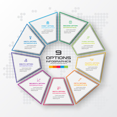 Poster - Nonagon infographic,Colorful template with 9 options,Vector illustration.