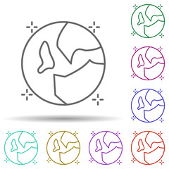 Poster - Earth planet multi color icon. Simple thin line, outline vector of no gubernamental organization icons for ui and ux, website or mobile application