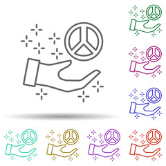 Poster - Peace symbol hand multi color icon. Simple thin line, outline vector of no gubernamental organization icons for ui and ux, website or mobile application